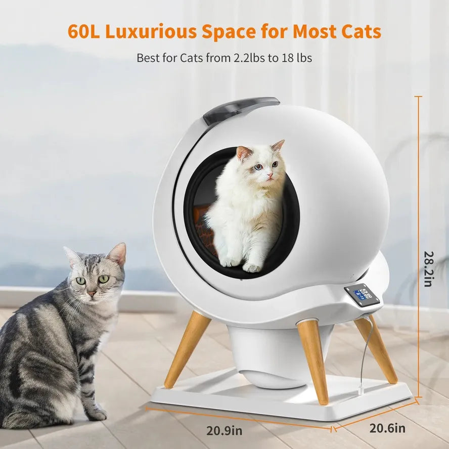 HKM-036627 Smart Automatic Cat Litter Box with WiFi Connectivity and Ultra-quiet Self-Cleaning Feature