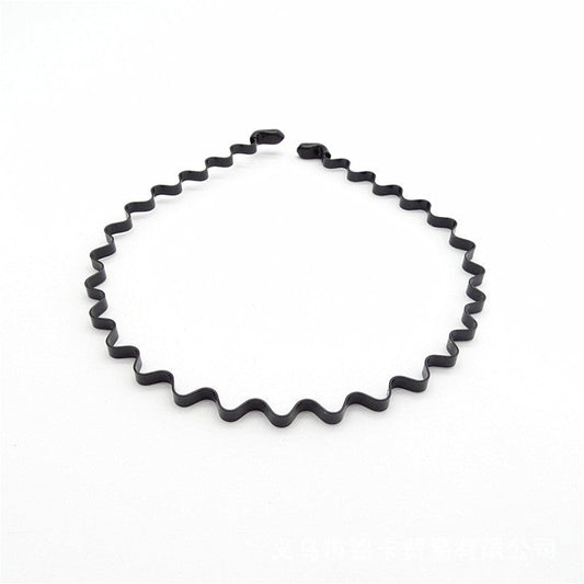 HKM-036755 Non-slip Steel All-match Headband in Black, Unisex Korean Style