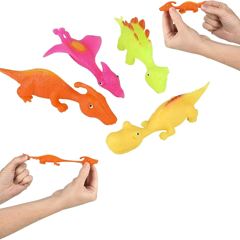 HKM-036819 Dinosaur Slingshot Finger Toy - Fun Rubber Stretchy Design for Ages 5 and Up