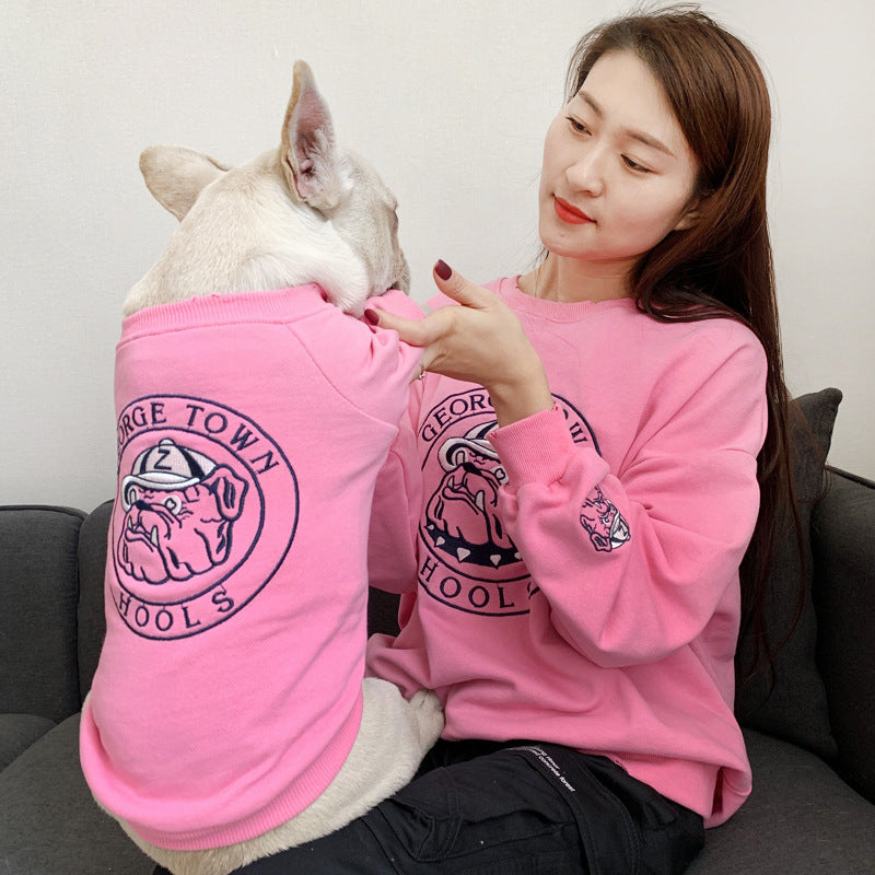 HKM-0369597 Spring and Autumn Dog Sweater for Small Breeds - Embroidered Terry Cotton Clothing in Multiple Colors