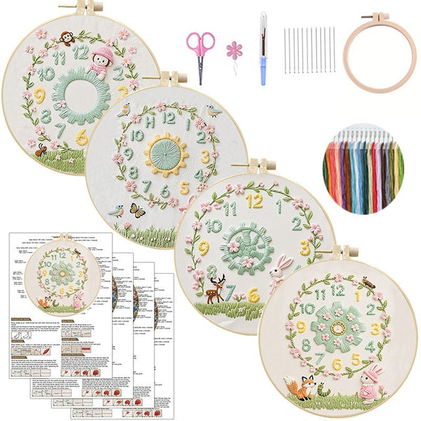 HKM-037011 Creative DIY Animal and Lively Clock Embroidery Kit with Eco-Friendly Material
