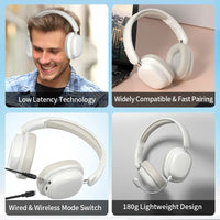 HKM-037011 Foldable Wireless Bluetooth 5.3 Headphones with Detachable Microphone for Music and Calls