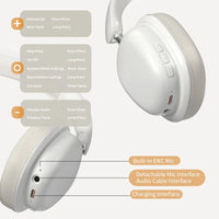 HKM-037011 Foldable Wireless Bluetooth 5.3 Headphones with Detachable Microphone for Music and Calls