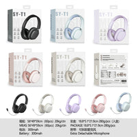 HKM-037011 Foldable Wireless Bluetooth 5.3 Headphones with Detachable Microphone for Music and Calls