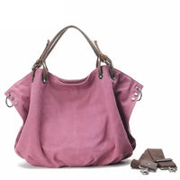 HKM-037075 Casual Leather Canvas Crossbody Handbag for Ladies with Zipper Closure