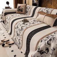 HKM-037075 Elegant Chenille Sofa Cover in Lily White with Seasonal Patterns – Various Sizes Available