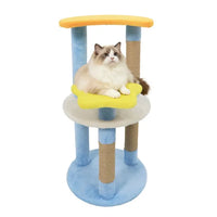 HKM-0370877 29" Blue Moon & Star Cat Tree with 4 Levels, Jute Scratching Posts, and Anti-Tipping Device for Kittens and Adult Cats