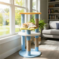 HKM-0370877 29" Blue Moon & Star Cat Tree with 4 Levels, Jute Scratching Posts, and Anti-Tipping Device for Kittens and Adult Cats