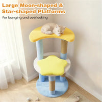 HKM-0370877 29" Blue Moon & Star Cat Tree with 4 Levels, Jute Scratching Posts, and Anti-Tipping Device for Kittens and Adult Cats