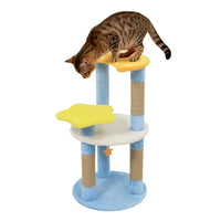 HKM-0370877 29" Blue Moon & Star Cat Tree with 4 Levels, Jute Scratching Posts, and Anti-Tipping Device for Kittens and Adult Cats