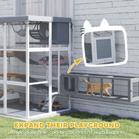 HKM-0371261 Spacious Cat Enclosure with Hammock, Ladders, Condo, and Waterproof Oxford Fabric