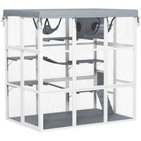 HKM-0371261 Spacious Cat Enclosure with Hammock, Ladders, Condo, and Waterproof Oxford Fabric