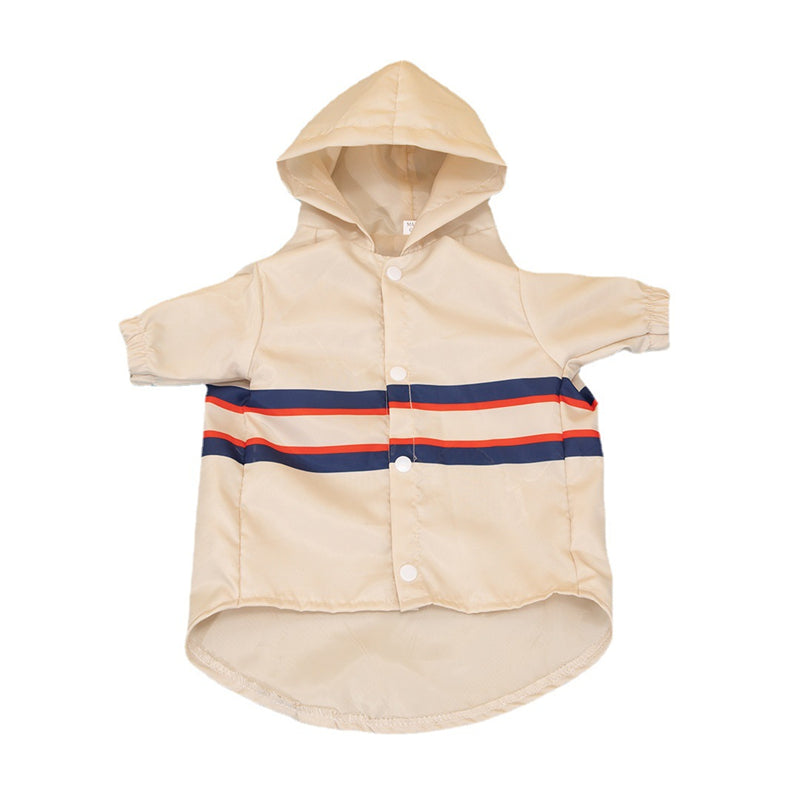 HKM-0371773 Stylish British-Inspired Pet Carved Jacket in Rice White and Dark Blue