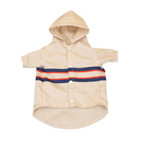 HKM-0371773 Stylish British-Inspired Pet Carved Jacket in Rice White and Dark Blue