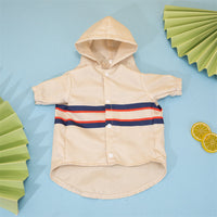 HKM-0371773 Stylish British-Inspired Pet Carved Jacket in Rice White and Dark Blue
