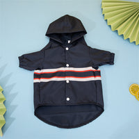 HKM-0371773 Stylish British-Inspired Pet Carved Jacket in Rice White and Dark Blue