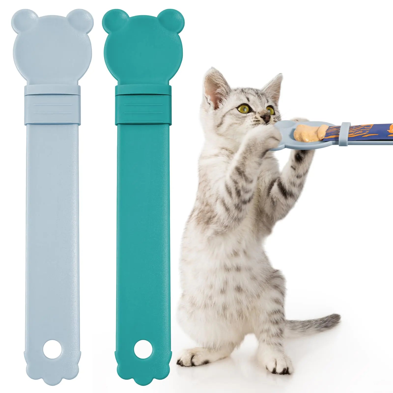 HKM-0372029 Cat Stick Feeder Squeezer with Bear Head Designs - Durable Plastic for Cats