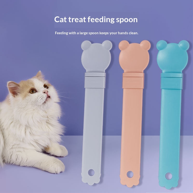 HKM-0372029 Cat Stick Feeder Squeezer with Bear Head Designs - Durable Plastic for Cats