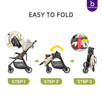 HKM-037203 Lightweight 360-Degree Foldable Stroller for Newborns and Kids, Compact Travel System