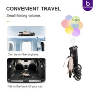 HKM-037203 Lightweight 360-Degree Foldable Stroller for Newborns and Kids, Compact Travel System