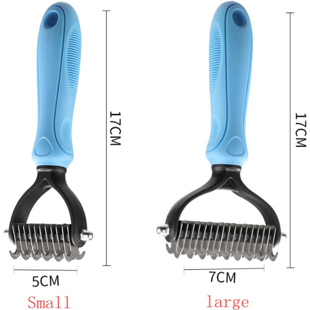 HKM-0372797 Pet Stainless Steel Hair Removal Comb with Plastic Handle - Available in Pink and Blue, Sizes S and L