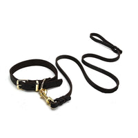 HKM-0373181 Casual Dark Curry Cowhide Dog Collar with Adjustable Sizes
