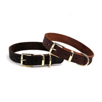 HKM-0373181 Casual Dark Curry Cowhide Dog Collar with Adjustable Sizes