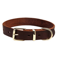 HKM-0373181 Casual Dark Curry Cowhide Dog Collar with Adjustable Sizes