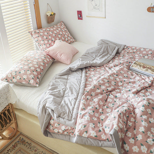 HKM-037331 Japanese Style Floral Cotton Air Conditioner Quilt with Pillow Pair, Available in Multiple Sizes
