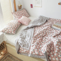 HKM-037331 Japanese Style Floral Cotton Air Conditioner Quilt with Pillow Pair, Available in Multiple Sizes