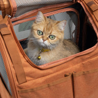 HKM-0373437 Expandable Breathable Lightweight Cat Backpack - Gray/Brown, Oxford Material, Medium Hardness, 55 Capacity