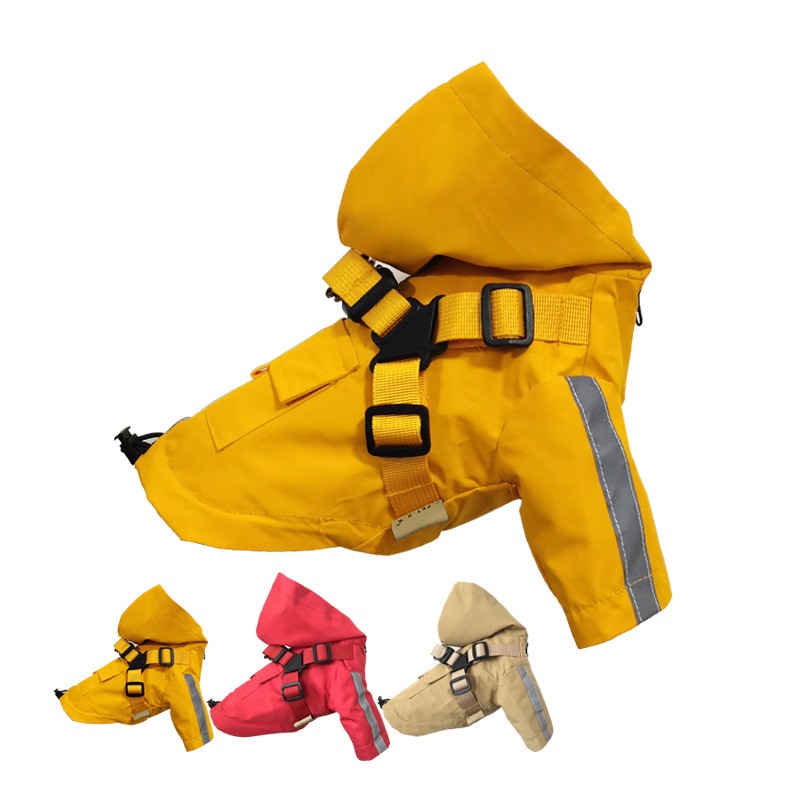 HKM-0375357 Reflective PU Pet Raincoat with Chest and Back Protection - Multiple Sizes Available