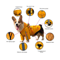 HKM-0375357 Reflective PU Pet Raincoat with Chest and Back Protection - Multiple Sizes Available