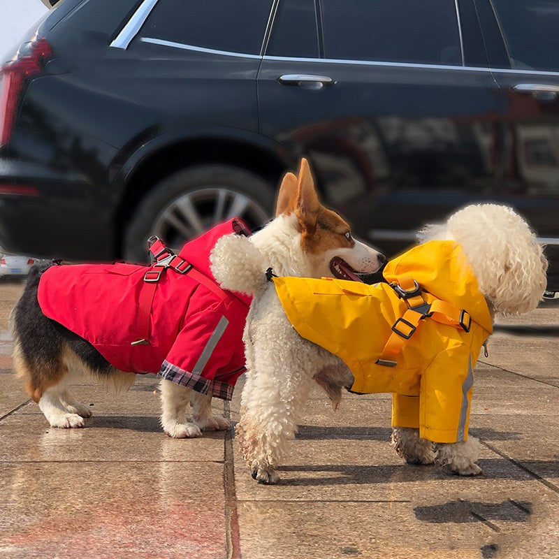 HKM-0375357 Reflective PU Pet Raincoat with Chest and Back Protection - Multiple Sizes Available