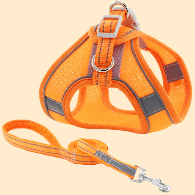 HKM-0376253 Small Dog Vest with Traction Rope - Adjustable Chest Strap for Comfortable Fit
