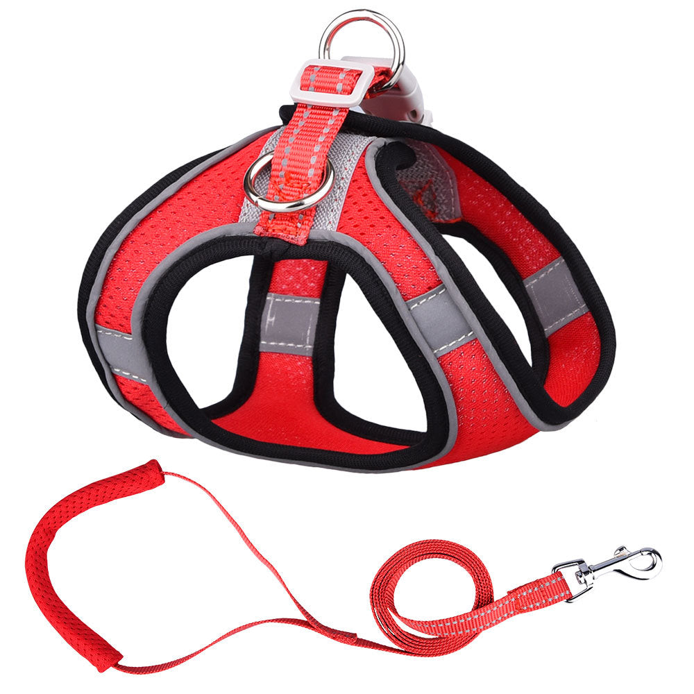 HKM-0376253 Small Dog Vest with Traction Rope - Adjustable Chest Strap for Comfortable Fit