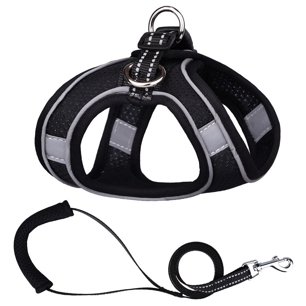HKM-0376253 Small Dog Vest with Traction Rope - Adjustable Chest Strap for Comfortable Fit