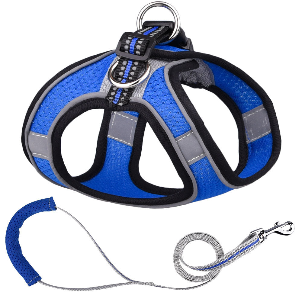 HKM-0376253 Small Dog Vest with Traction Rope - Adjustable Chest Strap for Comfortable Fit