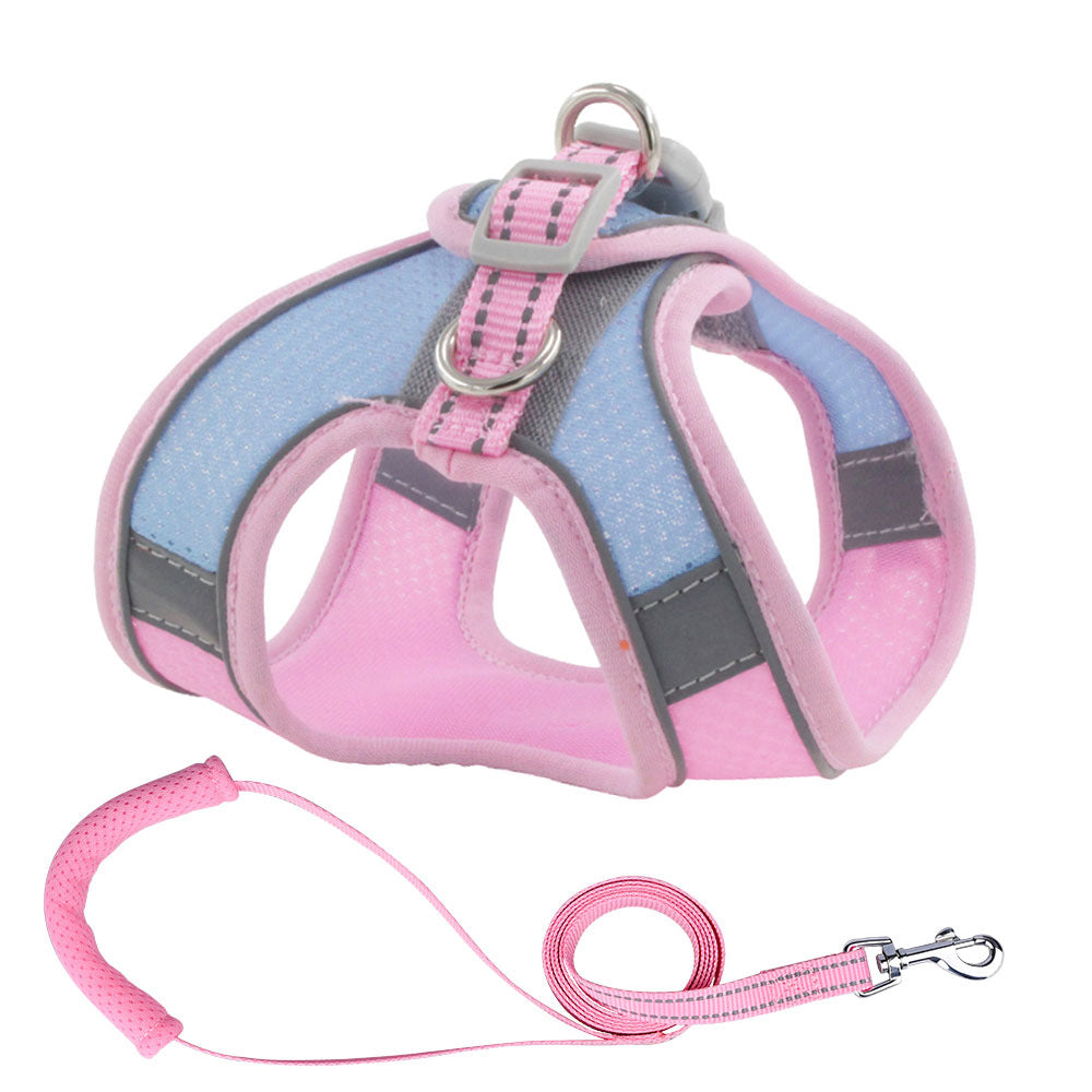 HKM-0376253 Small Dog Vest with Traction Rope - Adjustable Chest Strap for Comfortable Fit