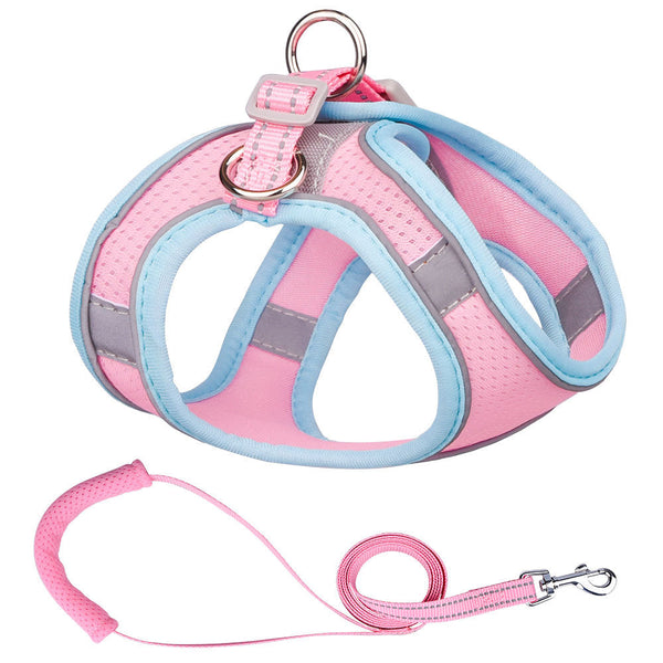 HKM-0376253 Small Dog Vest with Traction Rope - Adjustable Chest Strap for Comfortable Fit