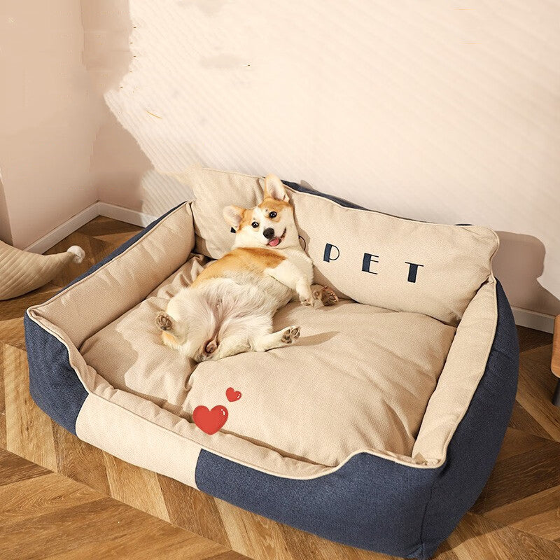 HKM-0377021 Four Seasons Universal Dog Bed - Removable and Washable with High Backrest, Multiple Sizes Available