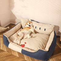 HKM-0377021 Four Seasons Universal Dog Bed - Removable and Washable with High Backrest, Multiple Sizes Available