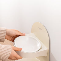 HKM-0377149 Adjustable Ceramic Cat Bowl with Elevated Base and Slanted Design for Neck Support