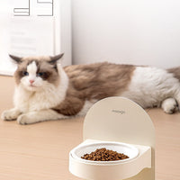 HKM-0377149 Adjustable Ceramic Cat Bowl with Elevated Base and Slanted Design for Neck Support