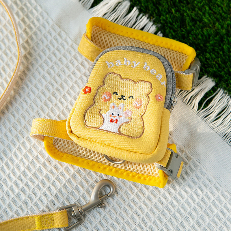 HKM-0378429 Cat Traction Rope in Green Avocado, Yellow Bear, and Pink Astronaut Styles, Available in Size S and M