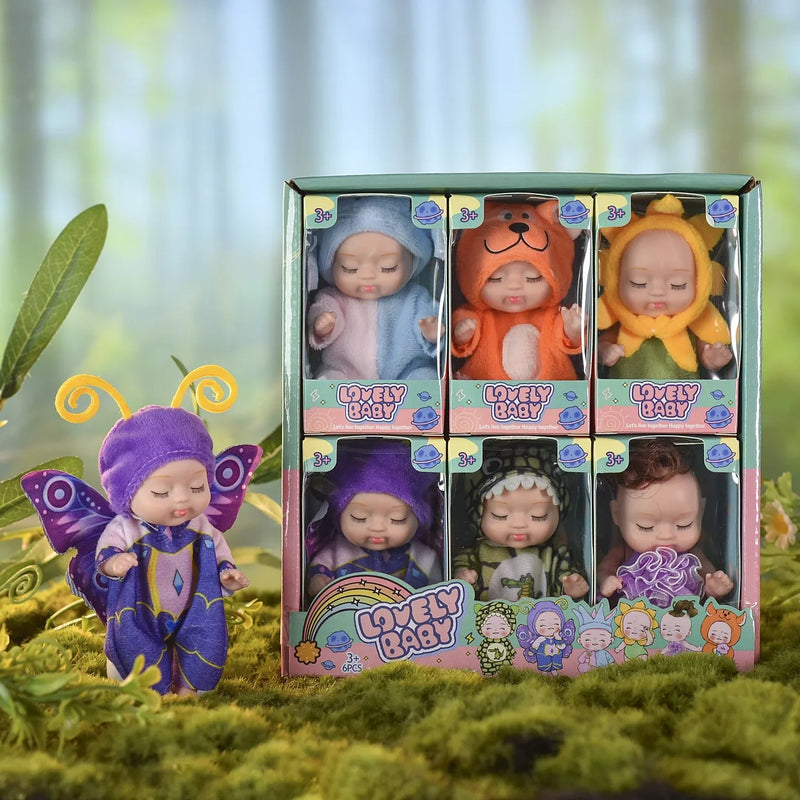 HKM-037843 Cute Mini Sleeping Rebirth Doll - Soft PVC Baby Animal Toy for Kids, Perfect Birthday Gift