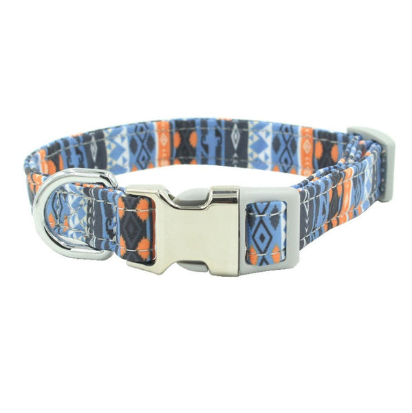 HKM-0378941 Colorful Flower Pattern Polyester Cat Collar - Adjustable Sizes for Comfort