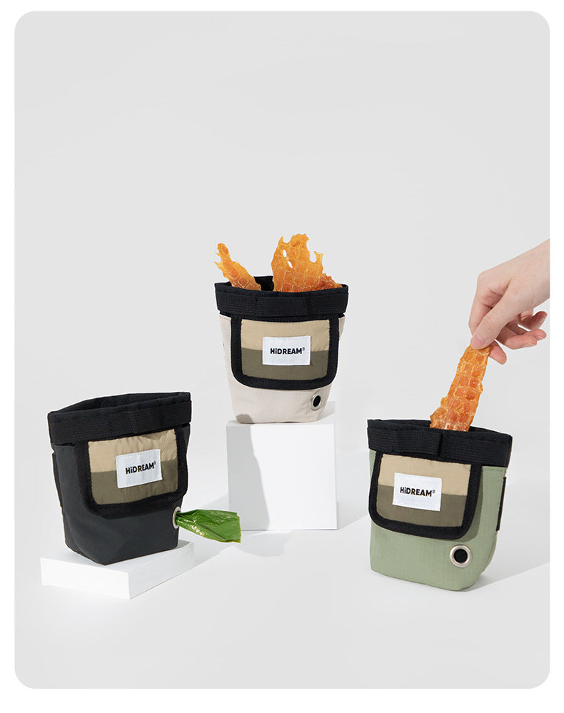 HKM-0379197 Portable Nylon Pet Snack Bag for Outdoor Training – Available in Cow's Milk Brown, Buckwheat Gray, and Olive Green