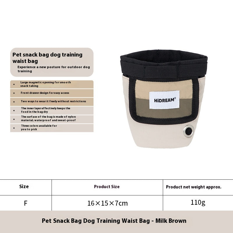 HKM-0379197 Portable Nylon Pet Snack Bag for Outdoor Training – Available in Cow's Milk Brown, Buckwheat Gray, and Olive Green