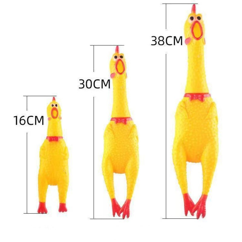 HKM-0380221 Durable Yellow Rubber Squeaky Chicken Toy for Dogs - Fun Chew Toy in Various Sizes